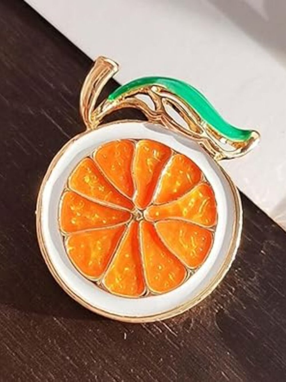 NEW Rhinestone Fruit Brooch Pin for Women Orange Jewelry Lapel Pin Elegant